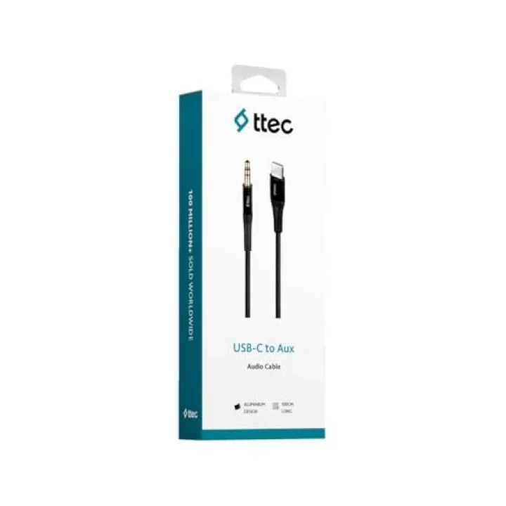 Aux - USB-C Ses Kablosu 100cm Siyah