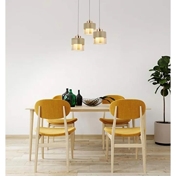 AV-60193-3T-KRM Krem Boyalı Modern Avize E27 Metal Cam 40cm