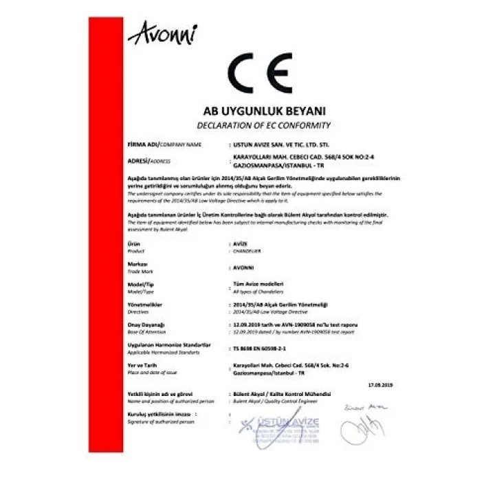 AV-60193-3T-KRM Krem Boyalı Modern Avize E27 Metal Cam 40cm