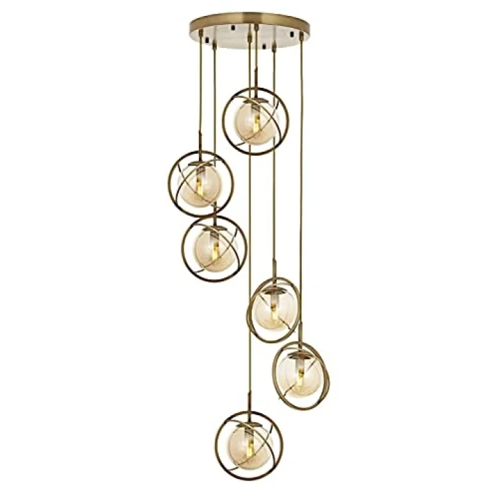 AV-60291-6ET Eskitme Kaplama Modern Avize E14 Metal Cam 40cm