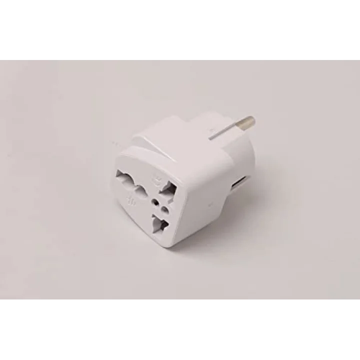 AY-İŞ Evrensel Adaptör Seyahat Fişi Beyaz AB Normu - 250V AC 10~16A