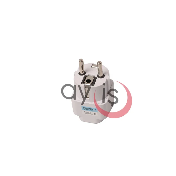 AY-İŞ Evrensel Adaptör Seyahat Fişi Beyaz AB Normu - 250V AC 10~16A