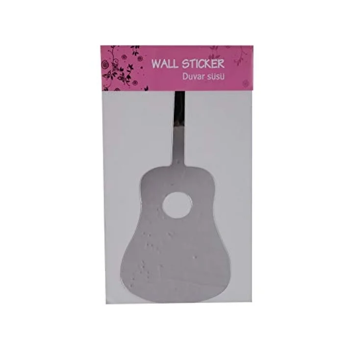 Aynalı Duvar Süsü (sticker) Gitar Şekilli