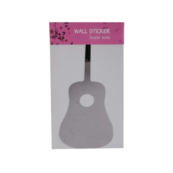 Aynalı Duvar Süsü (sticker) Gitar Şekilli