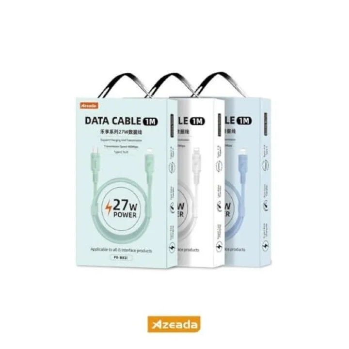Azeada 27W Type-C to Lighting ile Uyumlu Şarj ve Data Kablosu 1m Beyaz PD-B82İB (Beyaz, Type-C to Lighting)