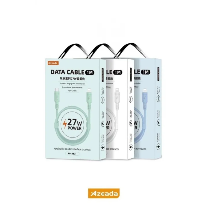 Azeada 27W Type-C to Lighting ile Uyumlu Şarj ve Data Kablosu 1m Beyaz PD-B82İB (Beyaz, Type-C to Lighting)