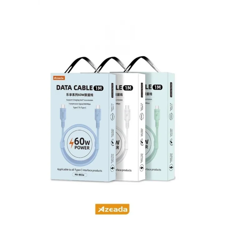 Azeada 60W Type-C to Type-C Şarj ve Data Kablosu 1m Yeşil PD-B82AY(Yeşil, Type-C to Type-C)