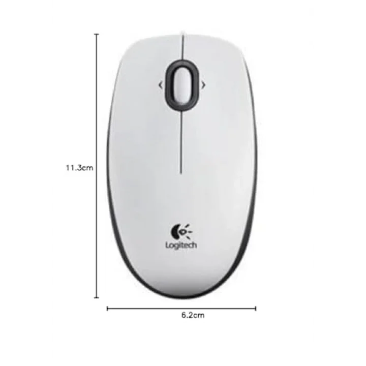 B100 Optik USB Kablolu Mouse, Sağ ve Sol Elle Kullanıma Uygun, Windows, Linux ve Mac ile Uyumlu, Beyaz