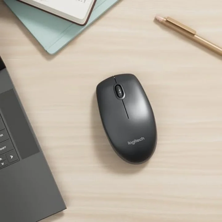 B100 Optik USB Kablolu Mouse, Sağ ve Sol Elle Kullanıma Uygun, Windows, Linux ve Mac ile Uyumlu, Siyah