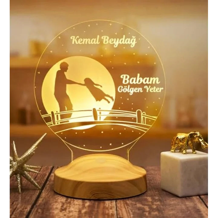 Babalar günü Hediyesi, Canım Babam Kız Figürlü Babalar Günü Hediyesi Led Lamba