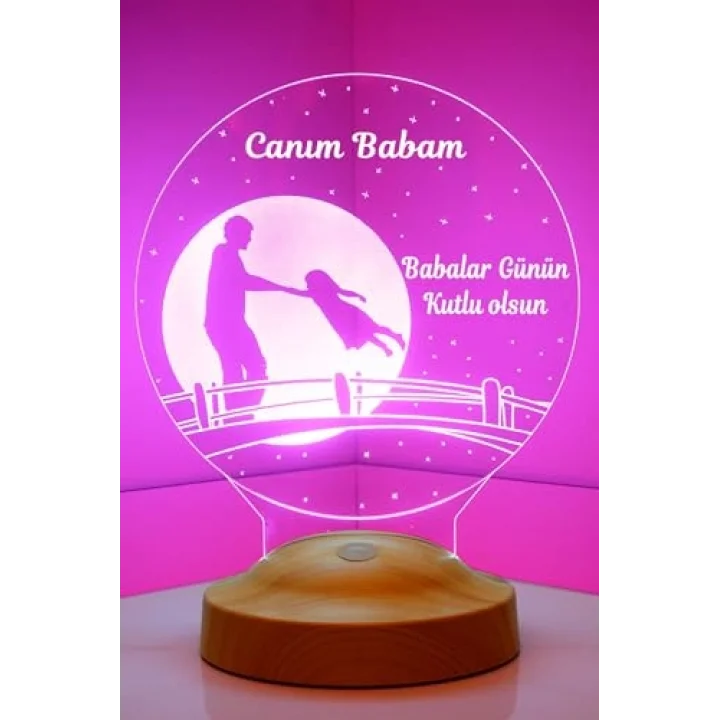 Babalar günü Hediyesi, Canım Babam Kız Figürlü Babalar Günü Hediyesi Led Lamba