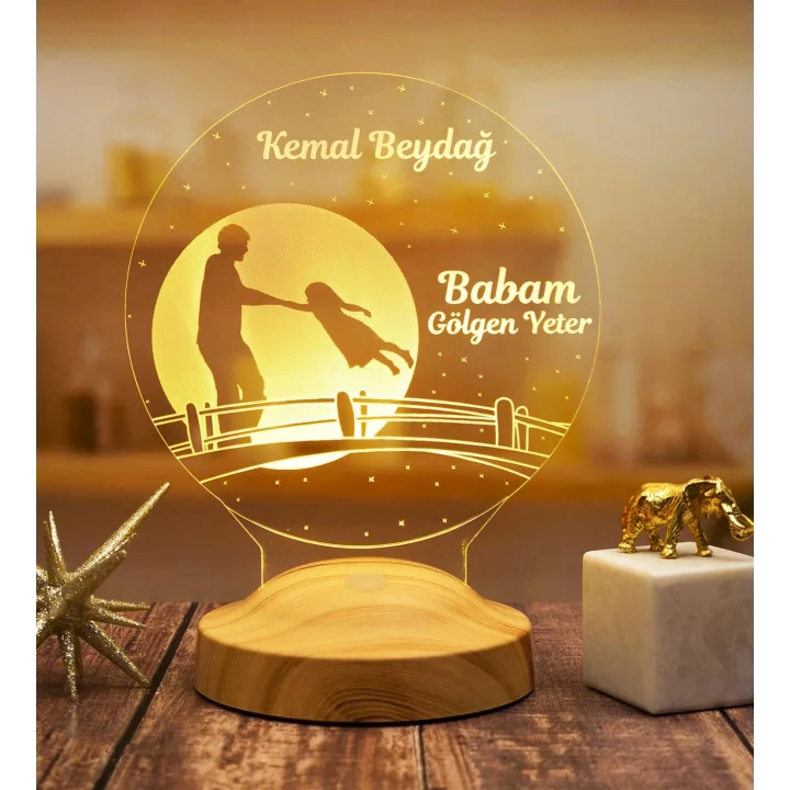 Babalar günü Hediyesi, Canım Babam Kız Figürlü Babalar Günü Hediyesi Led Lamba