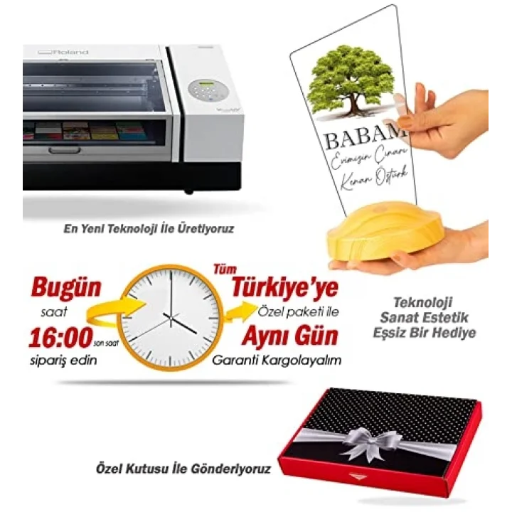 Babaya Hediye, Babalar Günü Hediyesi, Babama Hediye, Çınar Ağacı Figürlü Renkli Led Lamba Totem Şeklinde
