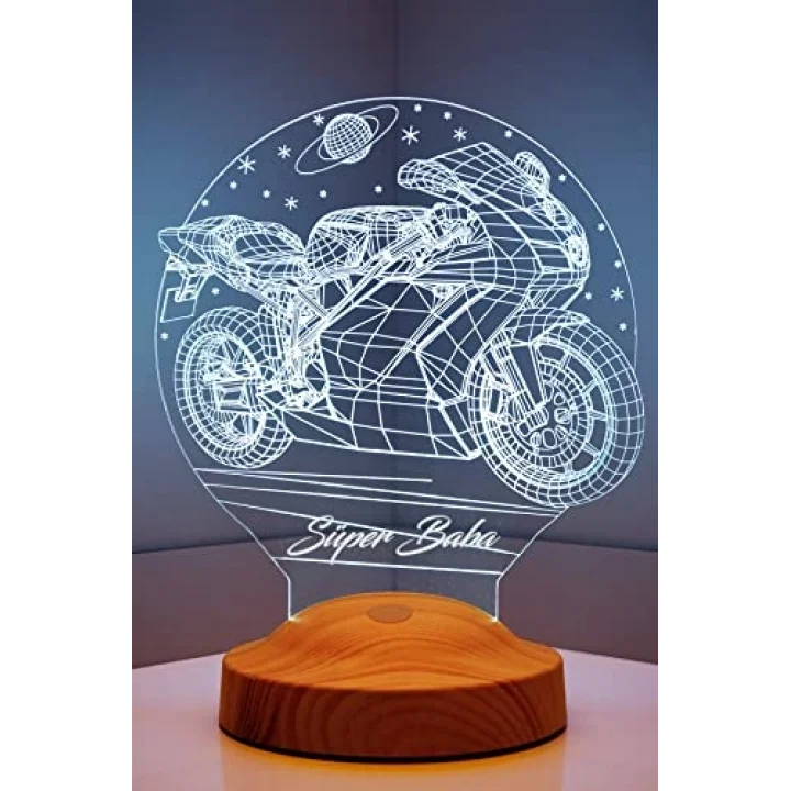 Babaya Hediye Motosiklet Racing, Babalar Günü Hediyesi Motor Hayranına 3D Led Lamba