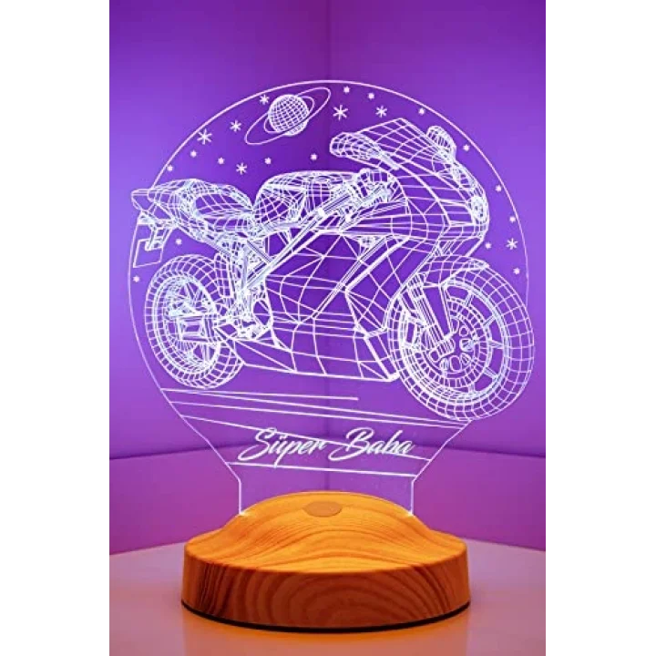 Babaya Hediye Motosiklet Racing, Babalar Günü Hediyesi Motor Hayranına 3D Led Lamba