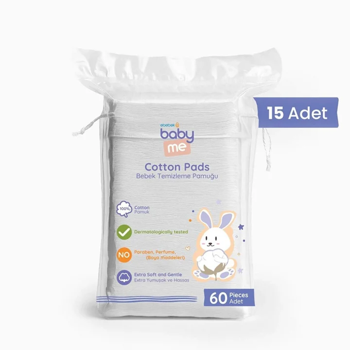 baby me Bebek Temizleme Pamuğu 15x60 adet