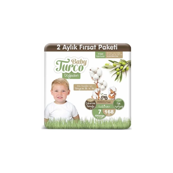 Baby Turco Bebek Bebek Bezi 2 Aylık Paket 7 Numara 20-30 Kg 168 Adet