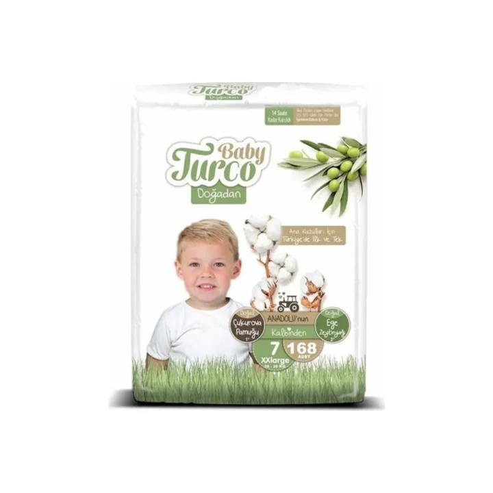 Baby Turco Bebek Bebek Bezi 2 Aylık Paket 7 Numara 20-30 Kg 168 Adet