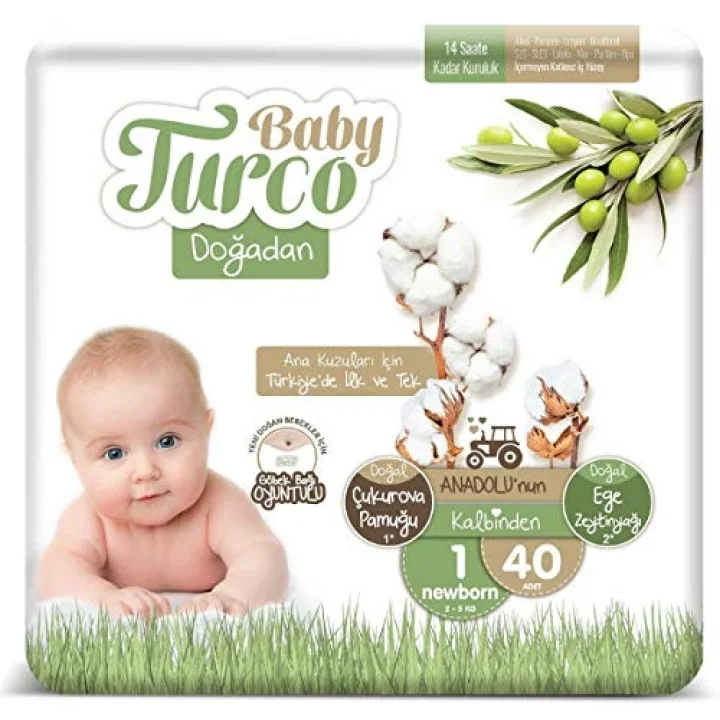 Baby Turco Doğadan 1 Beden Newborn Bebek Bezi (1 x 40 Adet)