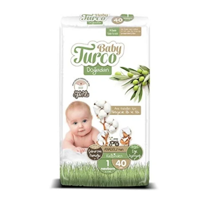 Baby Turco Doğadan 1 Beden Newborn Bebek Bezi (1 x 40 Adet)