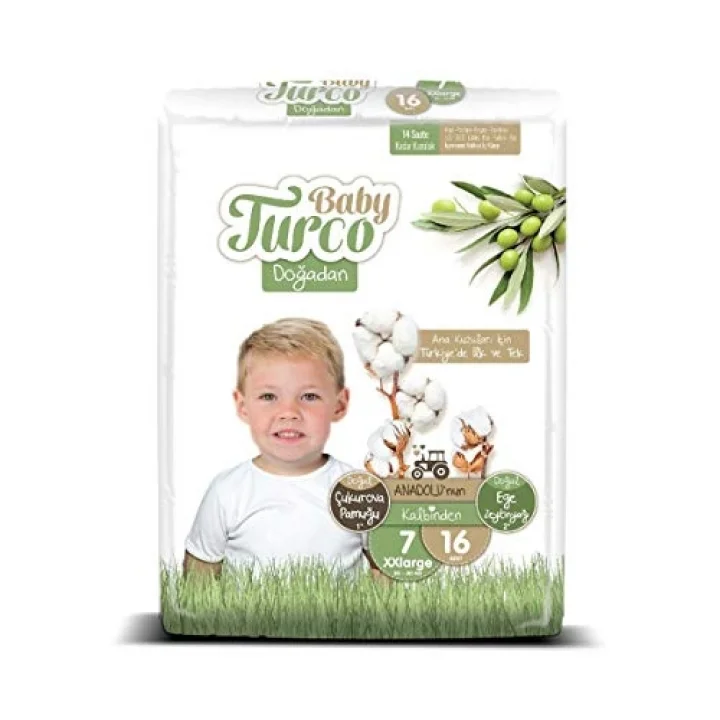 Baby Turco Doğadan 7 Beden XXlarge Bebek Bezi (1 x 16 Adet)