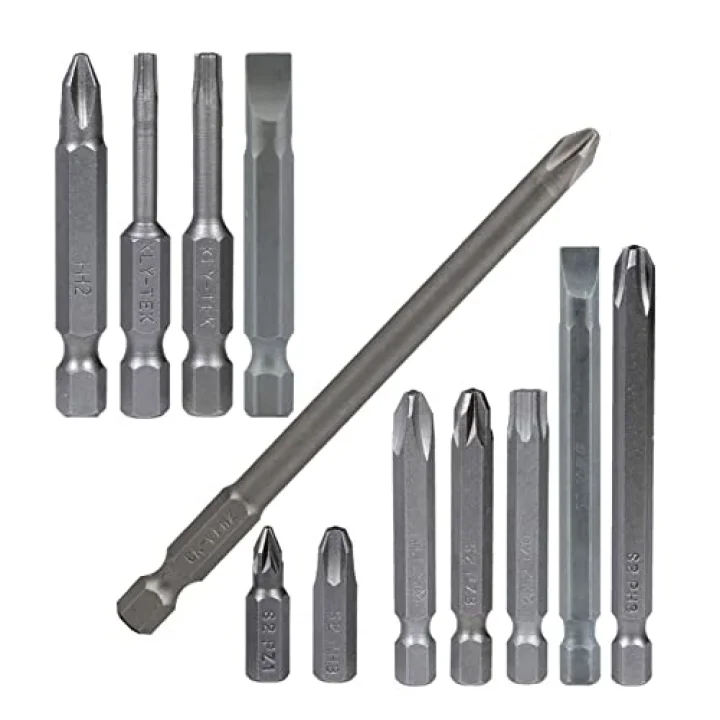 Badem10 Klytek Matkap Bits Uç Vidalama Ucu Düz Yıldız Torx Uç (12 PARÇA)