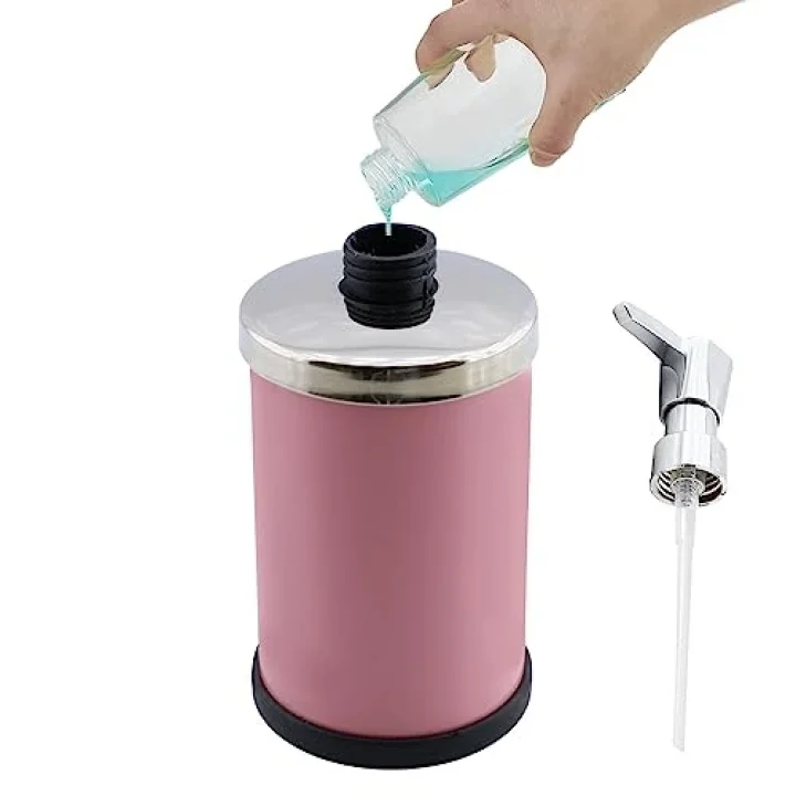 Badem10 Sıvı Sabunluk Losyon Yağ Şişesi Set Üstü Sıvı Sabunluk Pembe