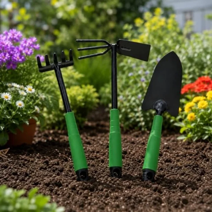 Bahçe El Aletleri Seti, 30 cm Kürek, Tırmık ve Çapa, 3 Parça