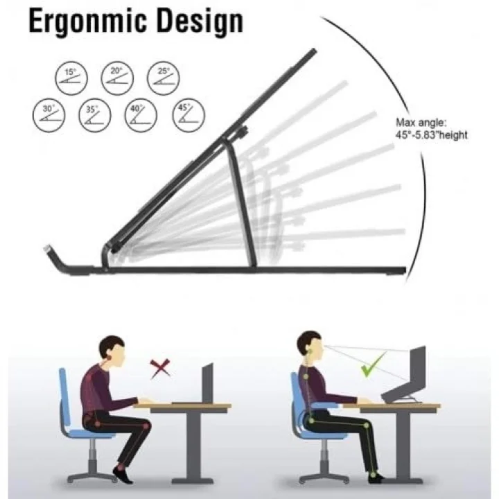 BakGelAl 7 Kademeli Ayarlı Katlanabilir Laptop Tablet Standı Siyah