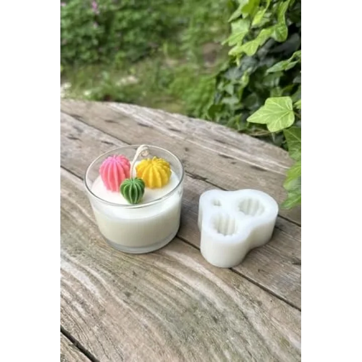 Ball Mini Üçlü Sukulent Mum Kalıbı (Silikon)