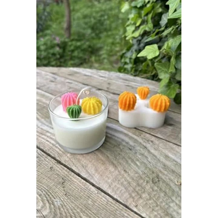 Ball Mini Üçlü Sukulent Mum Kalıbı (Silikon)