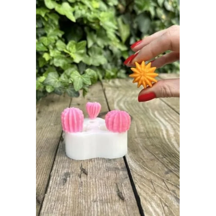 Ball Mini Üçlü Sukulent Mum Kalıbı (Silikon)