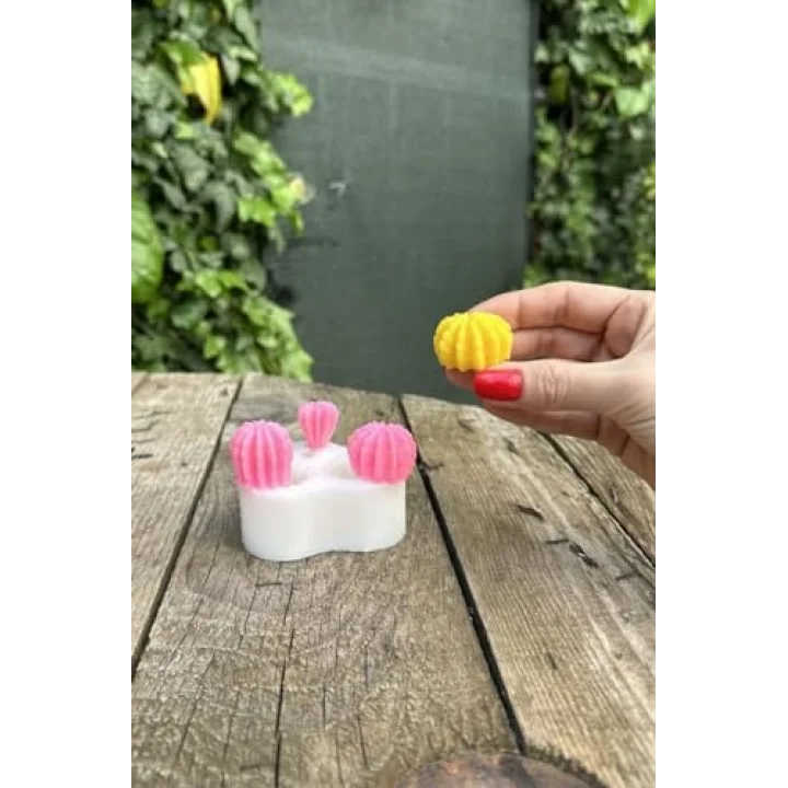 Ball Mini Üçlü Sukulent Mum Kalıbı (Silikon)