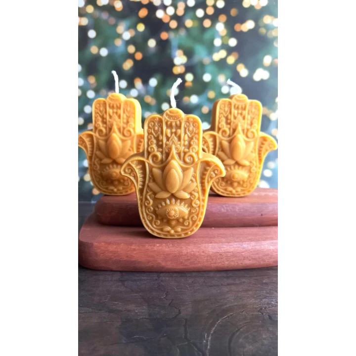 Balmumu Mum (1 Adet) Bereket Eli Hamse Doğal Petek Bal Mumu Mum Beeswax Candle