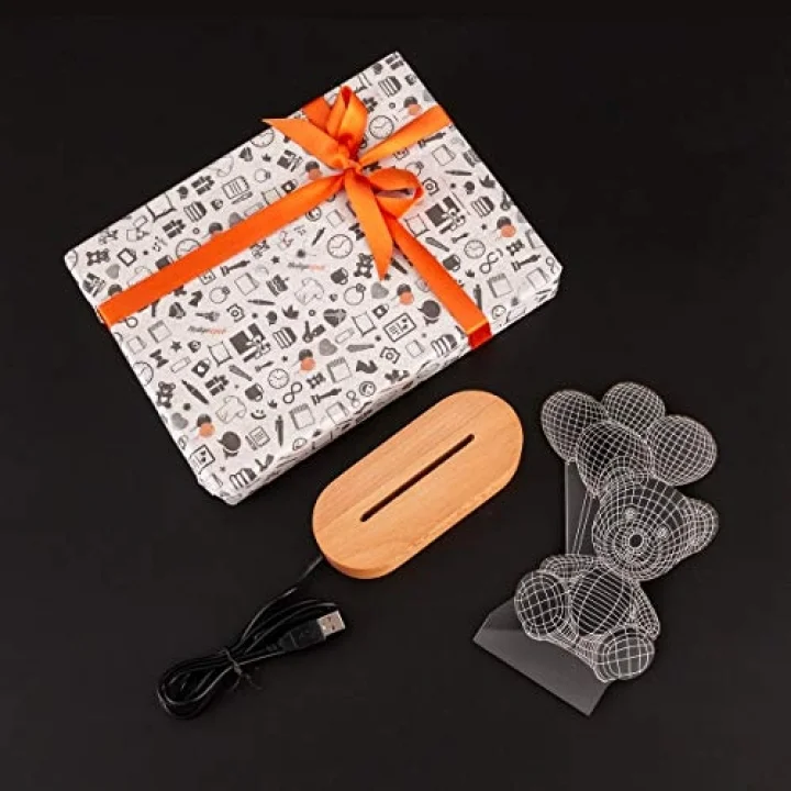 Balon Tutan Sevimli Ayıcık 3 Boyutlu Led Lamba Usb Bağlantılı Sarı Işık