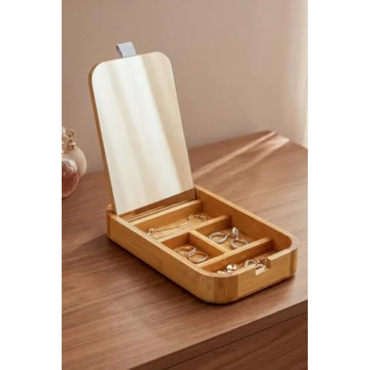 Bambu Aynalı Bölmeli Makyaj Takı Organizeri – 7B242 K/9