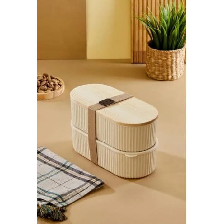 Bambu Kapaklı Saklama Kabı 800 ml x2