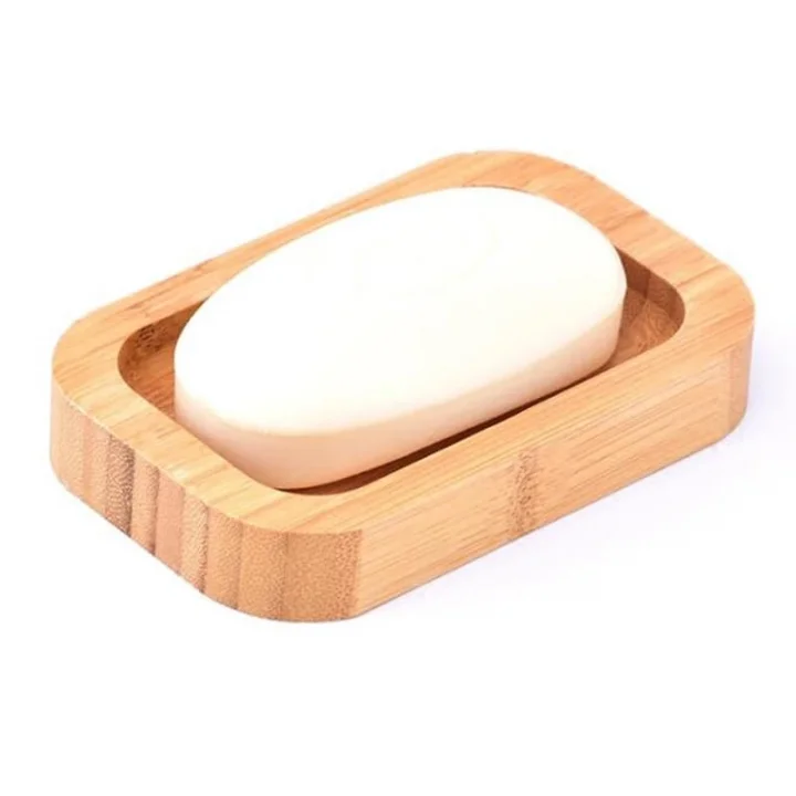 Bambu Katı Sabunluk Mutfak Banyo Ahşap Sabun Kutusu Kare Delikli Model Bambu Sabunluk 1 Adet