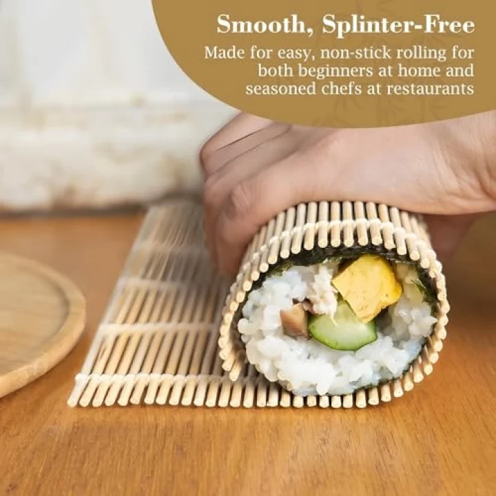 Bambu Sushi Sarma Hasırı 24x24 cm | Doğal Bambu Sushi Mat | Sushi Maker için Rulo Sarma Matı | Evde Sushi Yapımı İçin Pratik Mutfak Aleti