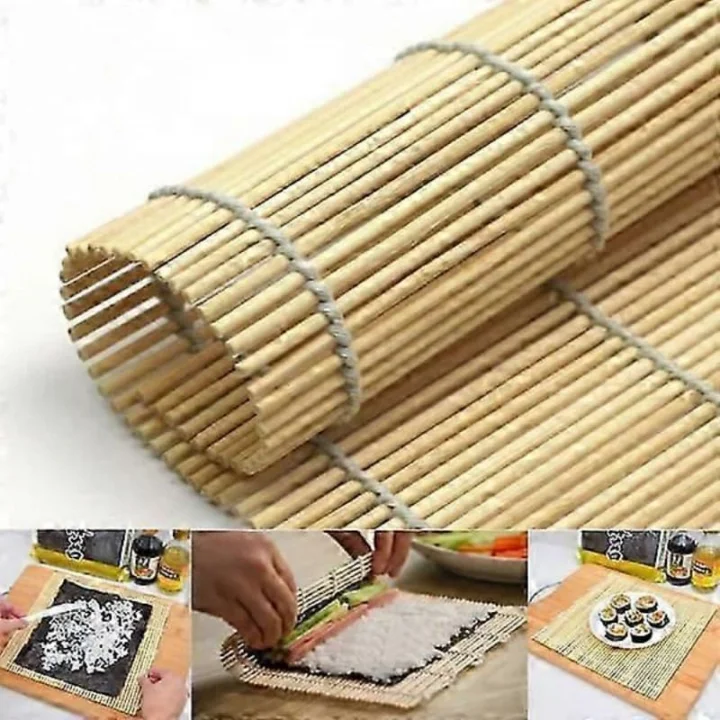 Bambu Sushi Sarma Hasırı 24x24 cm | Doğal Bambu Sushi Mat | Sushi Maker için Rulo Sarma Matı | Evde Sushi Yapımı İçin Pratik Mutfak Aleti