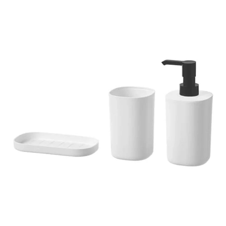 Banyo Seti, Beyaz, 3 Parça, Diş Fırçalık, Sabunluk Ve Tepsi