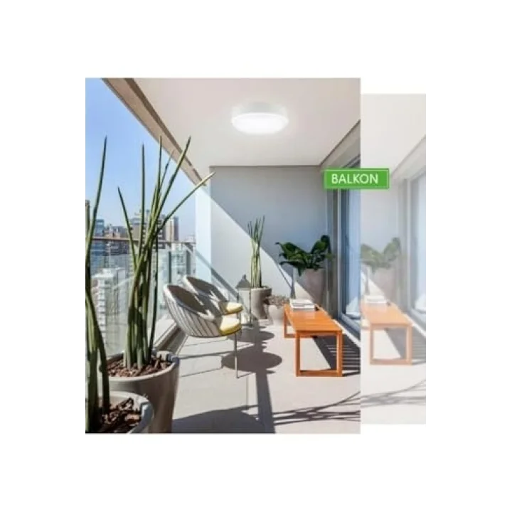 Banyo Tavan Lambası Artos 20w Yuvarlak Beyaz Balkon Lambası 6400k Beyaz Led Işık Teras Duvar Lambası (Beyaz)