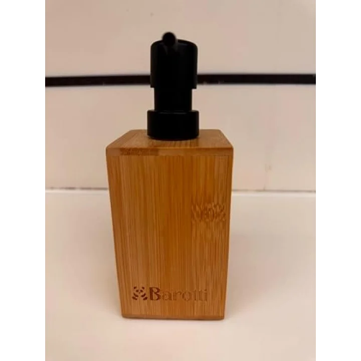 Barotti Bambu Sıvı Sabunluk, Dikdörtgen Tasarım, Siyah Pompalı, Banyo ve Mutfak için Doğal Bambu Sabun Dağıtıcı