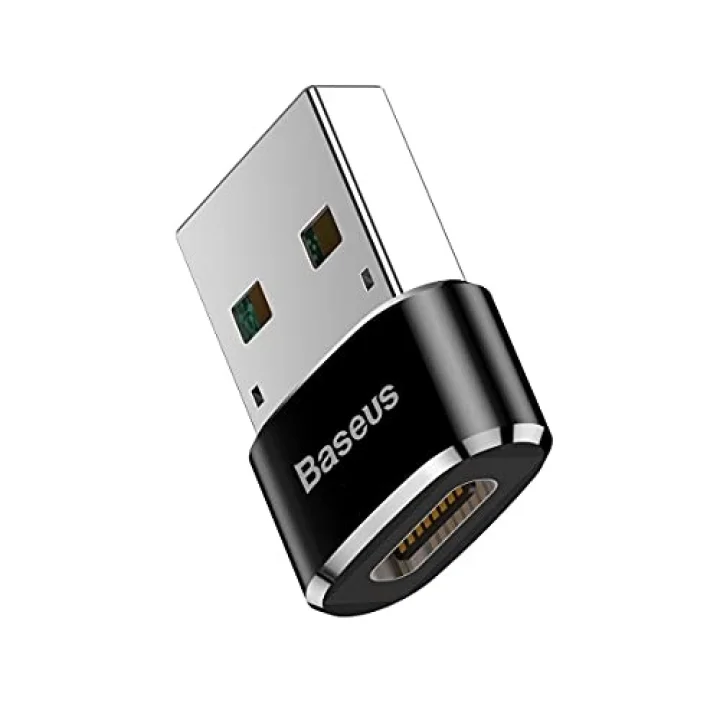 Baseus, Bilgisayar/Telefon Mini Hub Adaptörü, Siyah, 3A, Giriş: USB Type A 2.0, Çıkış: USB Type C,Seyahat Boy, Hafif