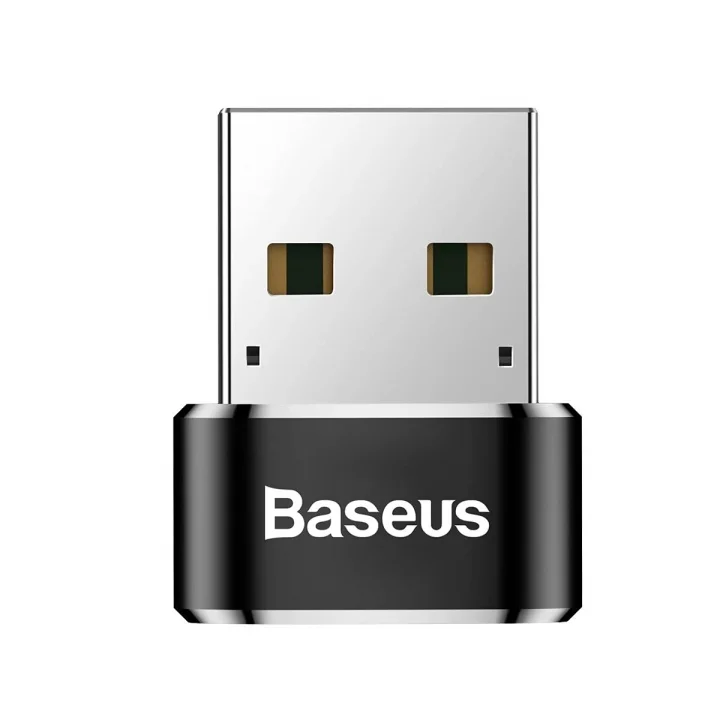 Baseus, Bilgisayar/Telefon Mini Hub Adaptörü, Siyah, 3A, Giriş: USB Type A 2.0, Çıkış: USB Type C,Seyahat Boy, Hafif