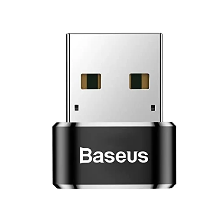 Baseus, Bilgisayar/Telefon Mini Hub Adaptörü, Siyah, 3A, Giriş: USB Type A 2.0, Çıkış: USB Type C,Seyahat Boy, Hafif