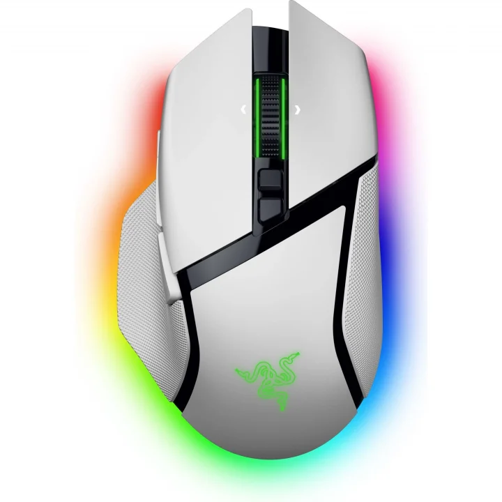 Basilisk V3 Pro 35K - Chroma RGB ile Tamamen Özelleştirilebilir Kablosuz Ergonomik Oyun Mouseu - 35K Optik Sensör (Yapılandırılabilir Tekerleği, 13 Özelleştirilebilir Kontrol) Beyaz