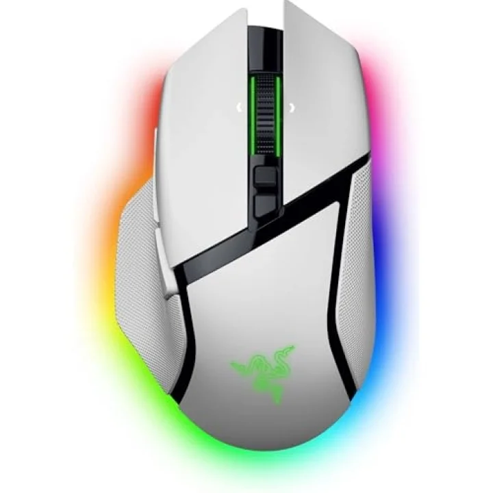 Basilisk V3 Pro 35K - Chroma RGB ile Tamamen Özelleştirilebilir Kablosuz Ergonomik Oyun Mouseu - 35K Optik Sensör (Yapılandırılabilir Tekerleği, 13 Özelleştirilebilir Kontrol) Beyaz