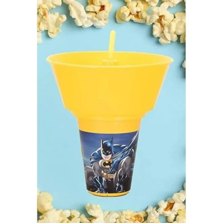 Batman Lisanslı Cips ve Mısır Kovalı Pipetli Bardak
