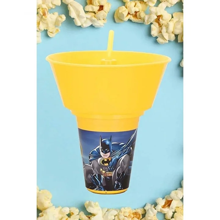 Batman Lisanslı Cips ve Mısır Kovalı Pipetli Bardak